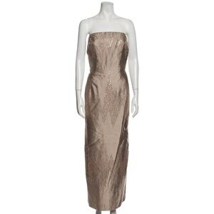 Jovani Silk Evening Cocktail Gown Fitted‎ Strapless Sequins Embellishment -SZ 12